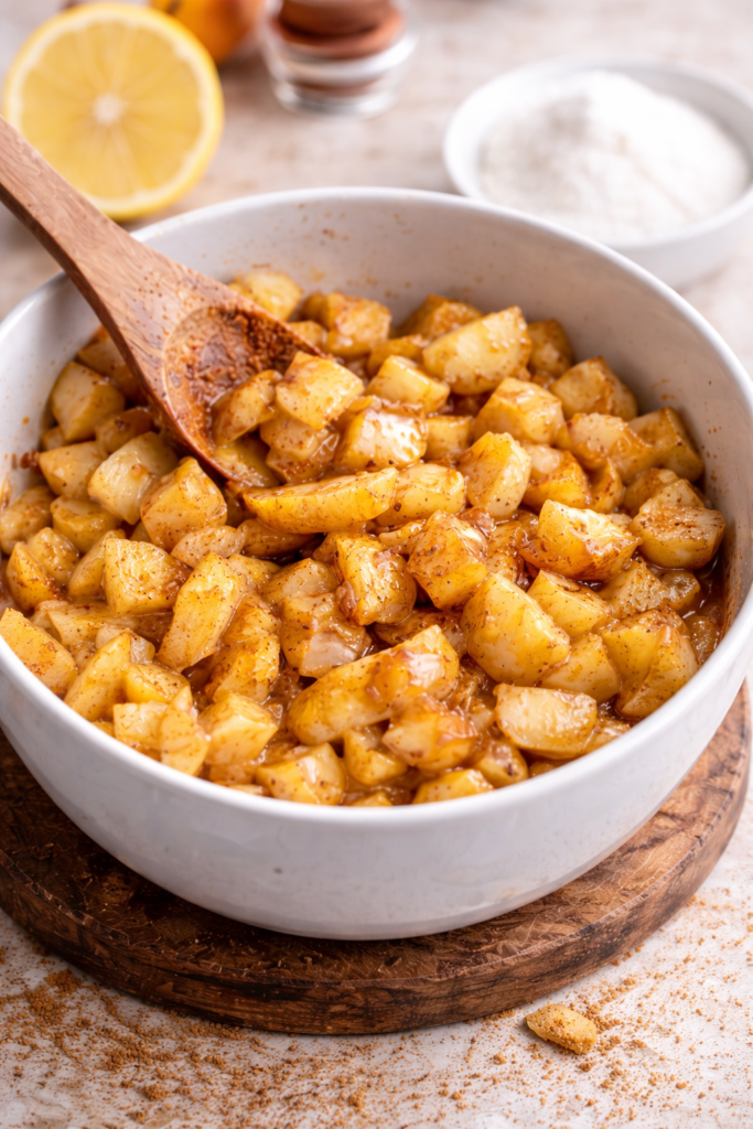 Punjenje od jabuka sa cimetom tokom pripreme pite