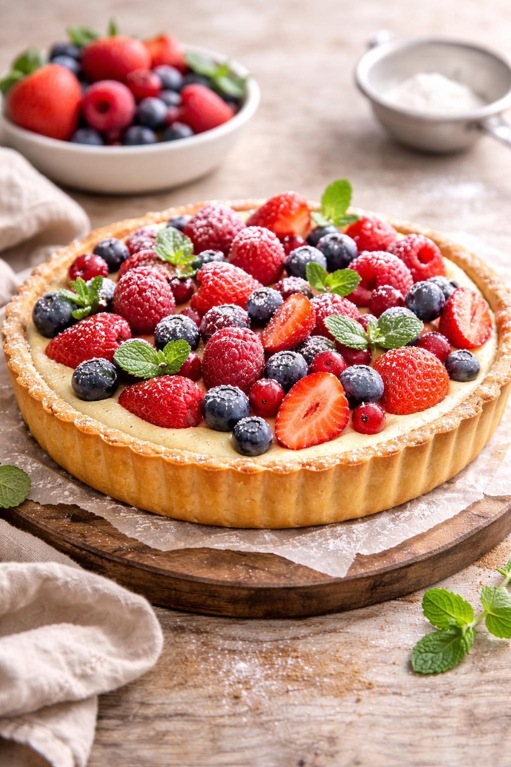 Punjenje tarta toplom kremom prije pečenja u kućnoj kuhinji