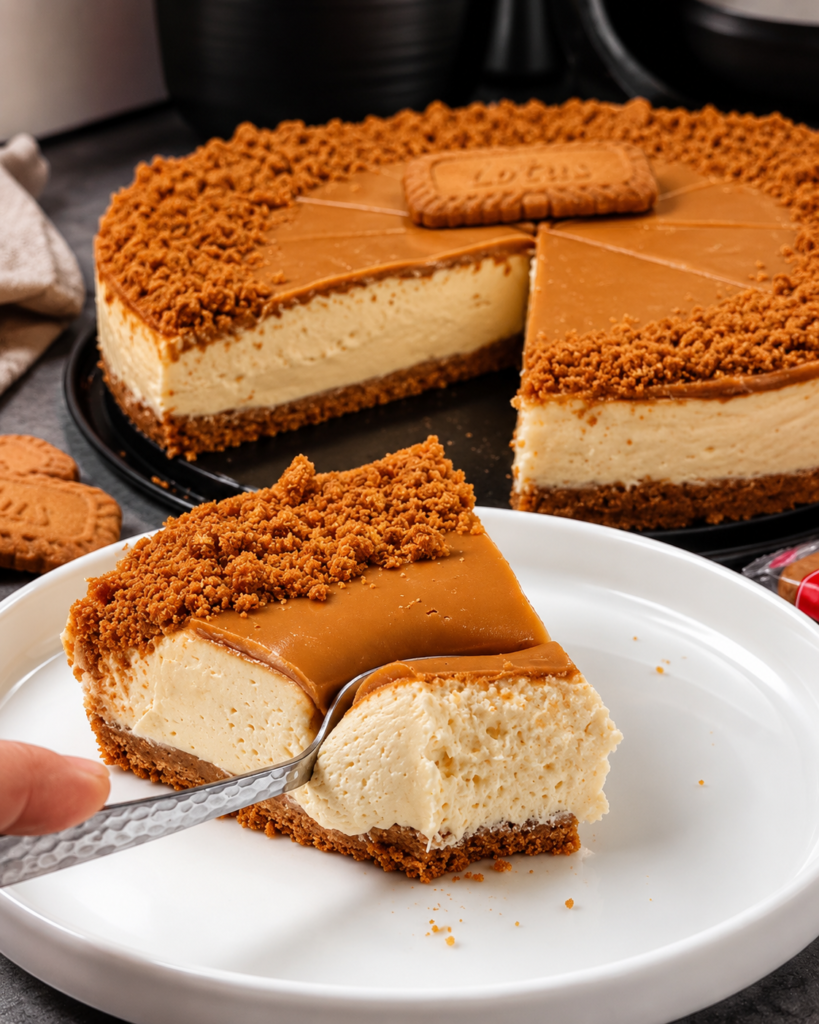 Lotus Cheesecake bez pečenja sa kremastim presjekom i Biscoff preljevom