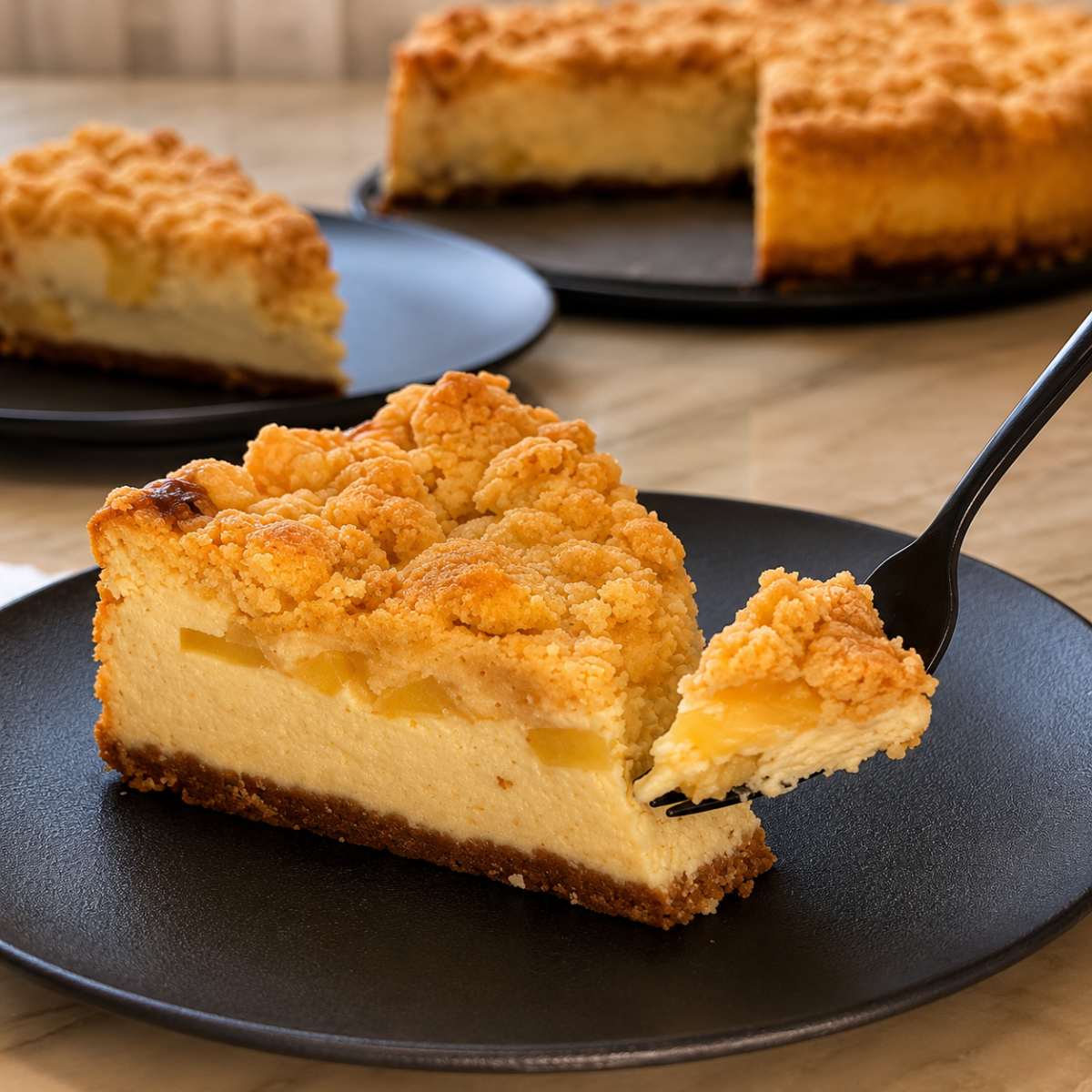 Cheesecake s jabukama i hrskavim mrvičastim posipom