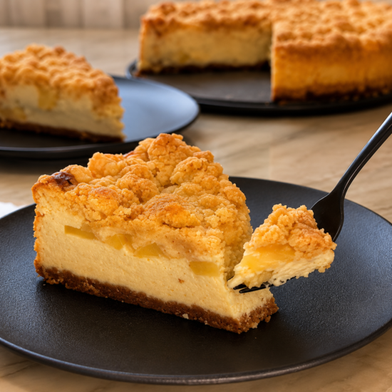 Cheesecake s jabukama i hrskavim mrvičastim posipom