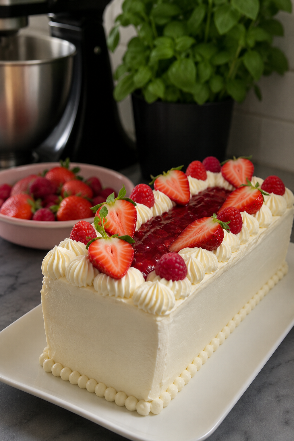 Voćna torta s mascarpone kremom i slojevima voćnog fila
