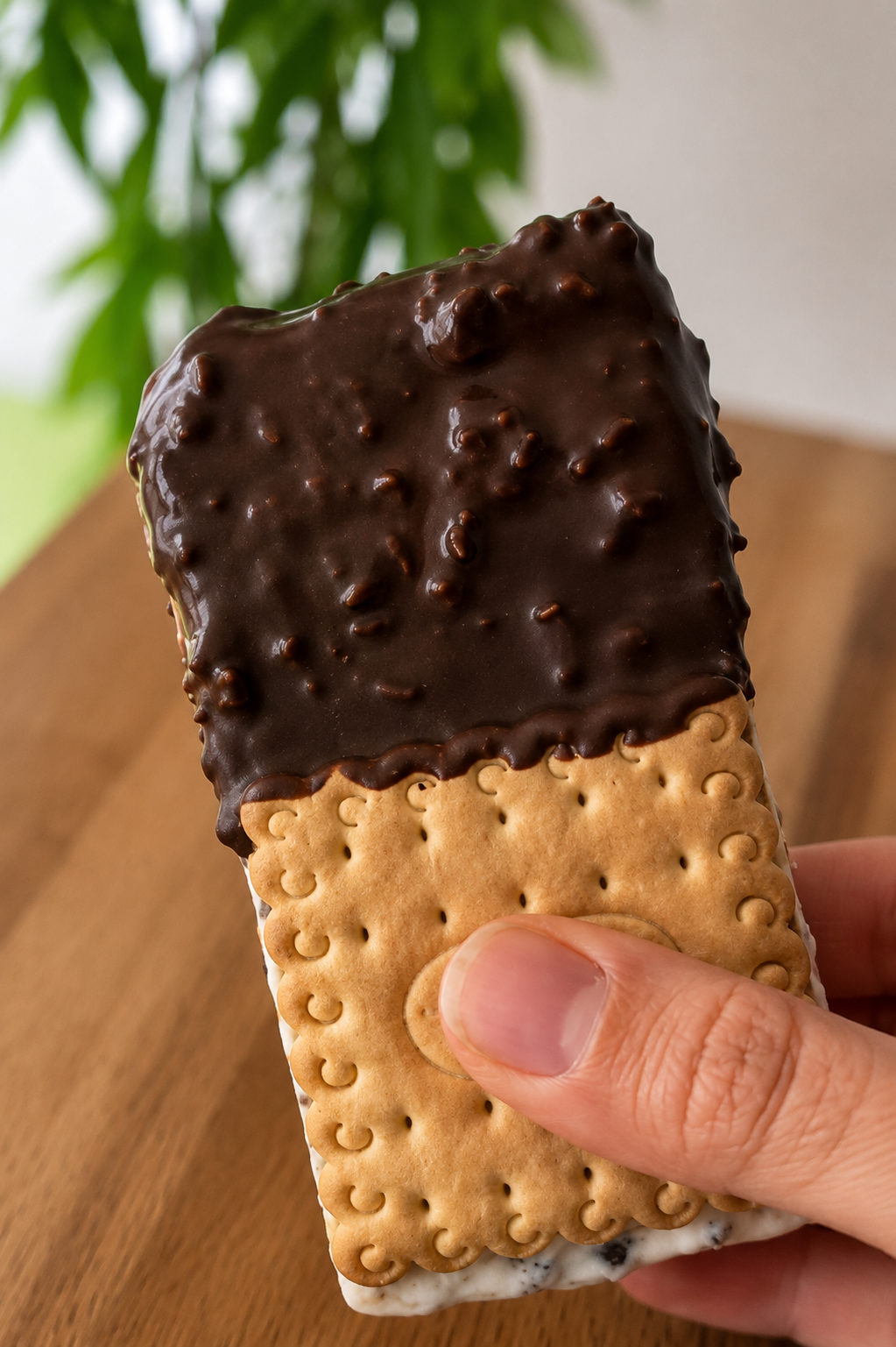 Jogurt sendviči s Petit Beurre keksom preliveni tamnom čokoladom i lješnjacima